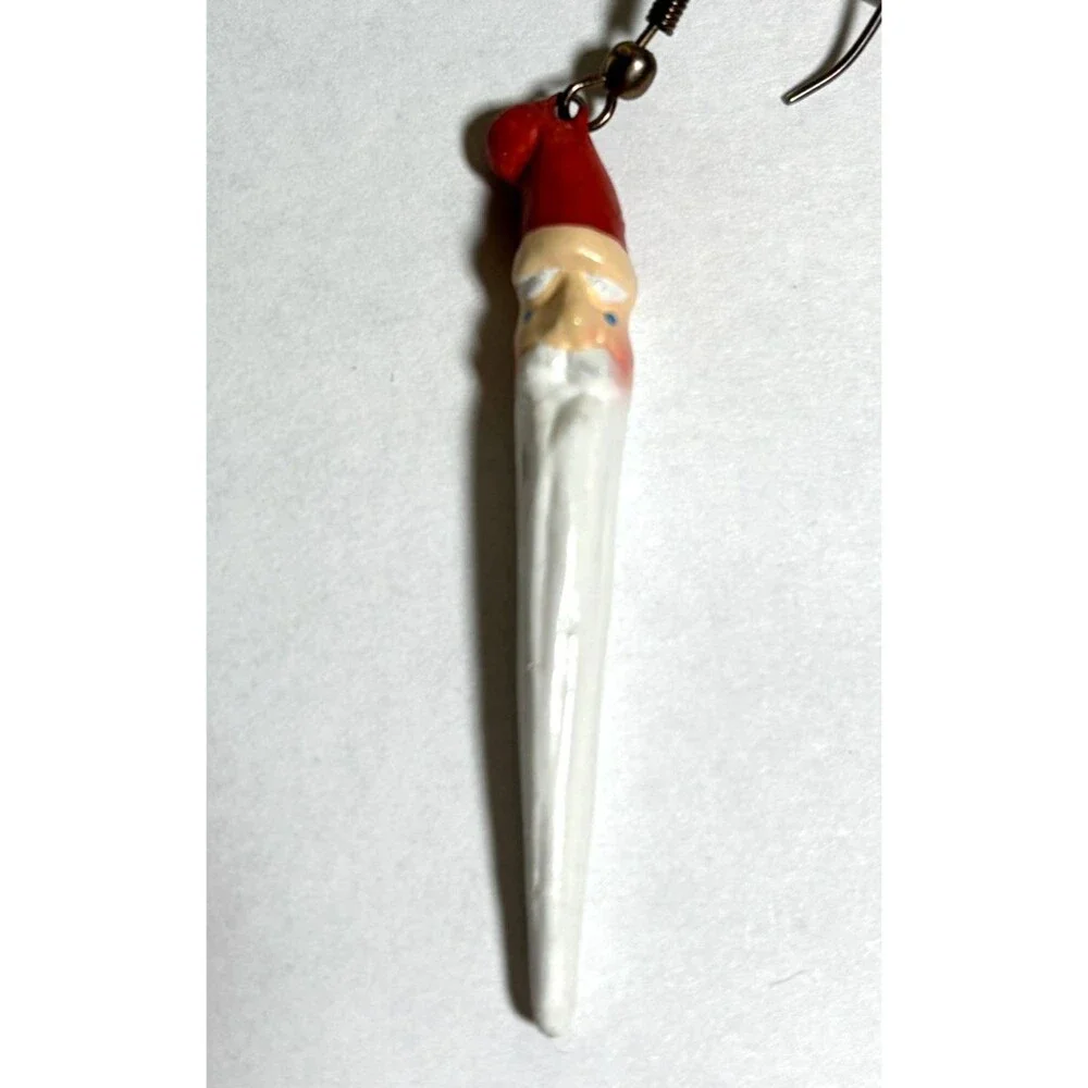 Santa Claus Pencil Shaped Earrings Resin 3